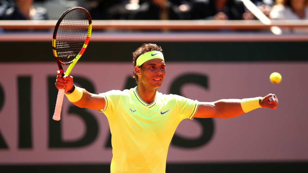 Nadal celebra su victoria ante Federer. (Getty)