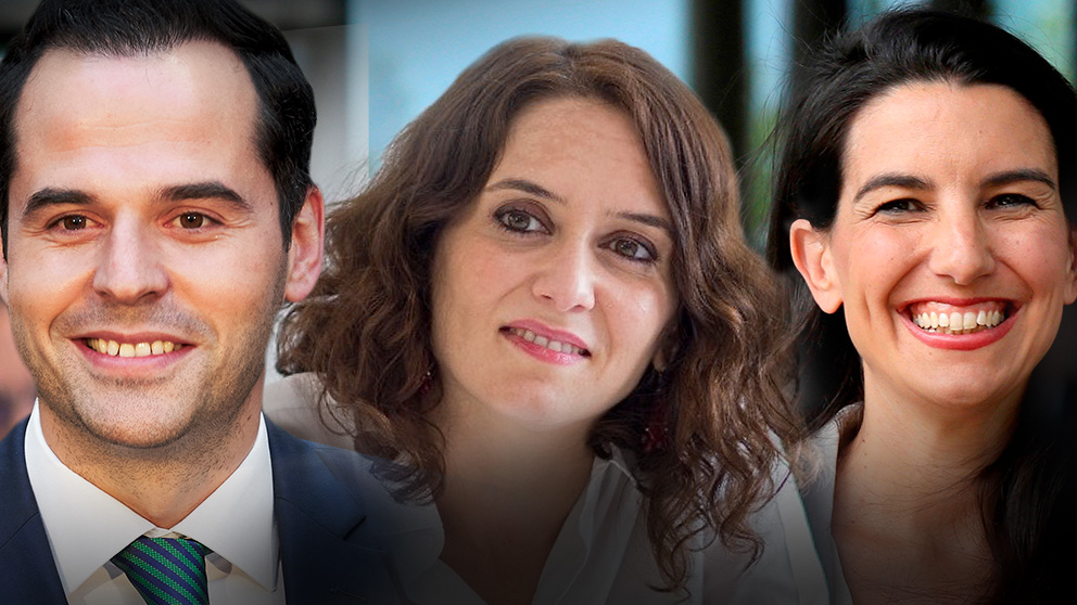 Ignacio Aguado (C’s), Isabel Díaz Ayuso (PP) y Rocío Monasterio (Vox)