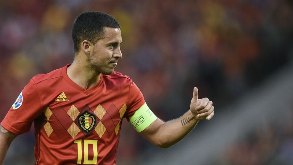 Eden Hazard, protagonista en el Bélgica-Escocia (AFP).