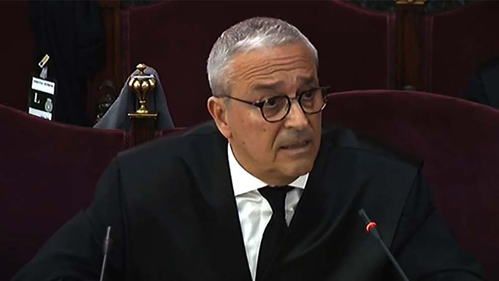 El abogado de Joaquim Forn, Xavier Melero, durante su intervención en la fase final de informes de las defensas en el juicio del ‘procés’ en el Tribunal Supremo.