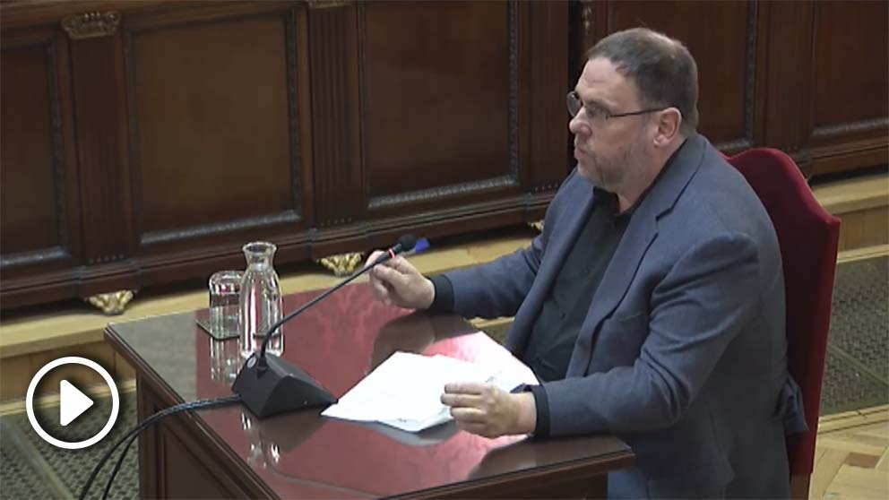 Oriol Junqueras durante su intervención en el Supremo por el juicio del ‘procés’