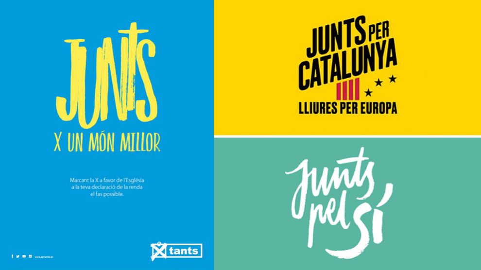 La campaña para marcar la X de la Iglesia en Cataluña y carteles utilizados por partidos separatistas