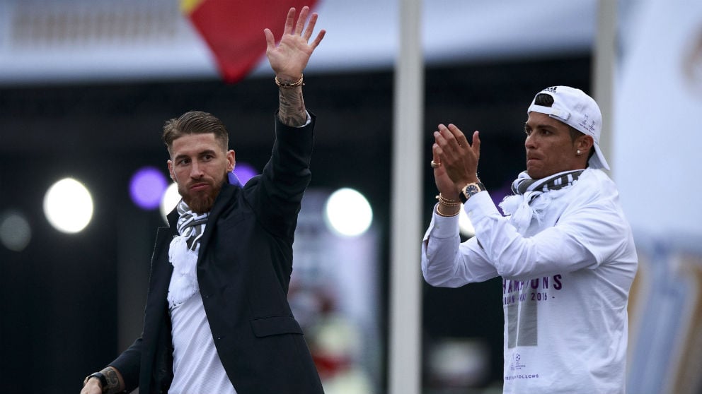 Sergio Ramos y Cristiano Ronaldo. (Getty)