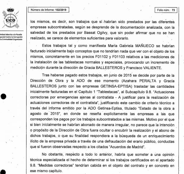La UCO detecta irregularidades en otra obra adjudicada por la denunciante ahora imputada en Acuamed