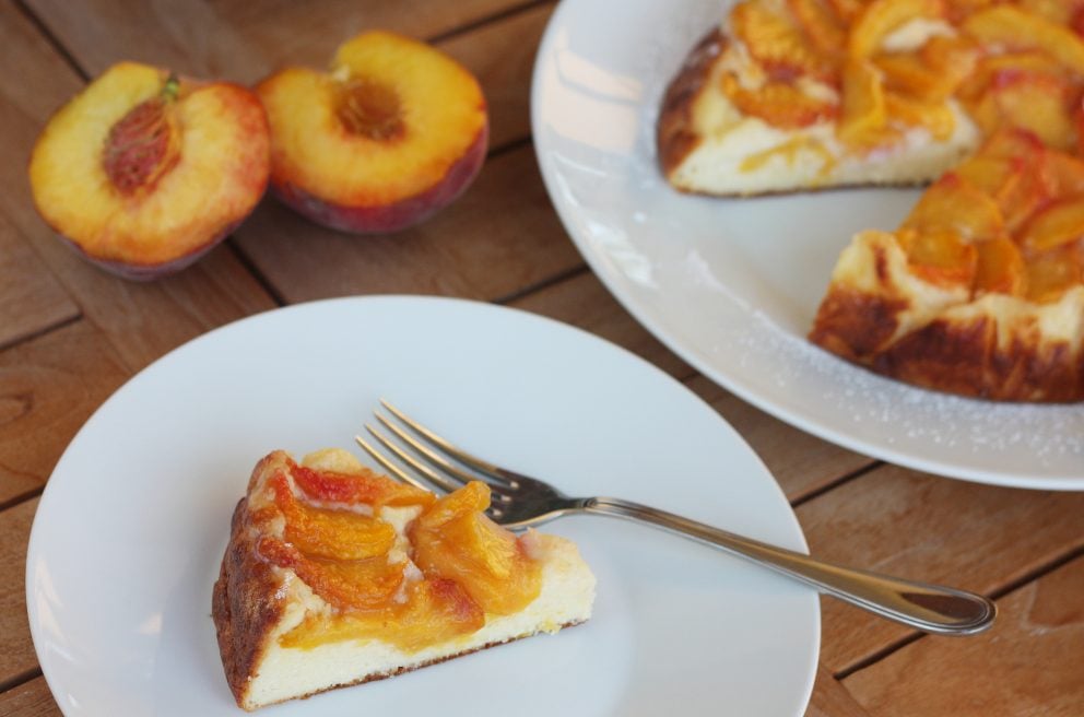 Receta de Tarta de melocotón, almendra y dulce de leche