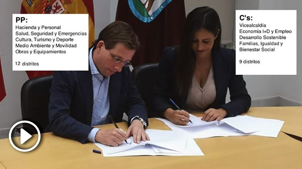 PP y Ciudadanos firman el acuerdo para la Alcaldía de Madrid.