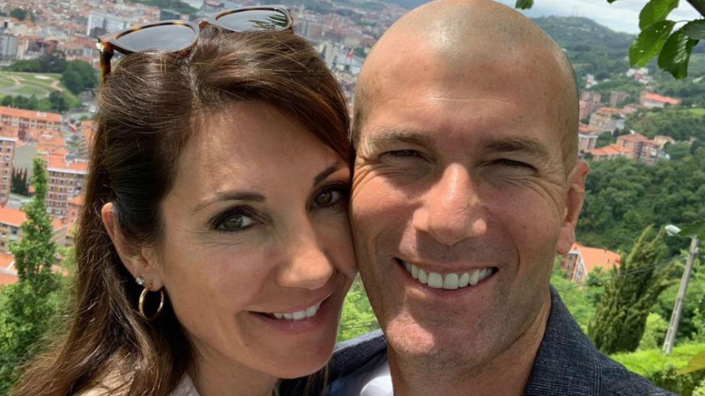 Zidane y su mujer en Bilbao.