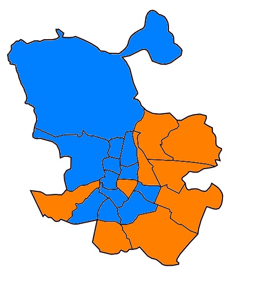 Distribución de los distritos de Madrid entre PP y Ciudadanos.