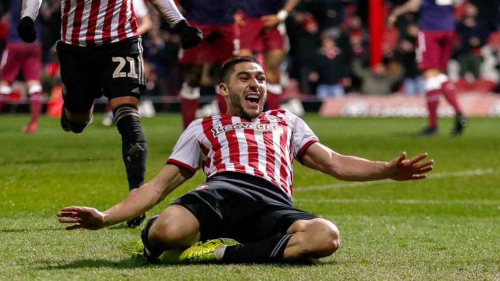 Neal Maupay celebra un gol con el Brentford (@Nealmaupay18)