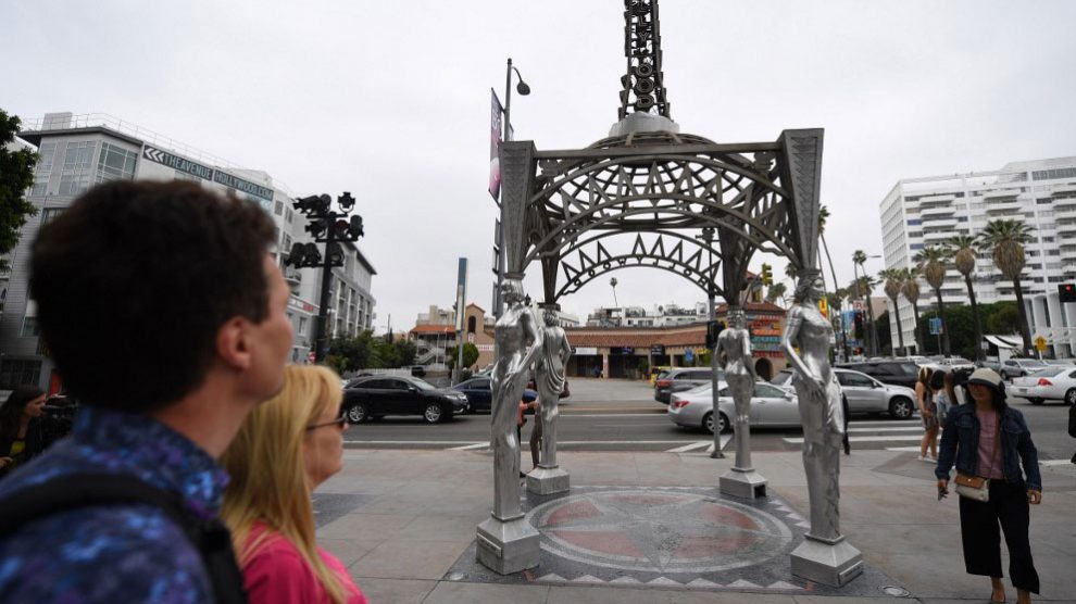 El mirador ‘Ladies of Hollywood’, en la esquina entre el bulevar y la avenida La Brea, donde se ubicada la estatua de Marilyn Monroe robada. Foto: AFP