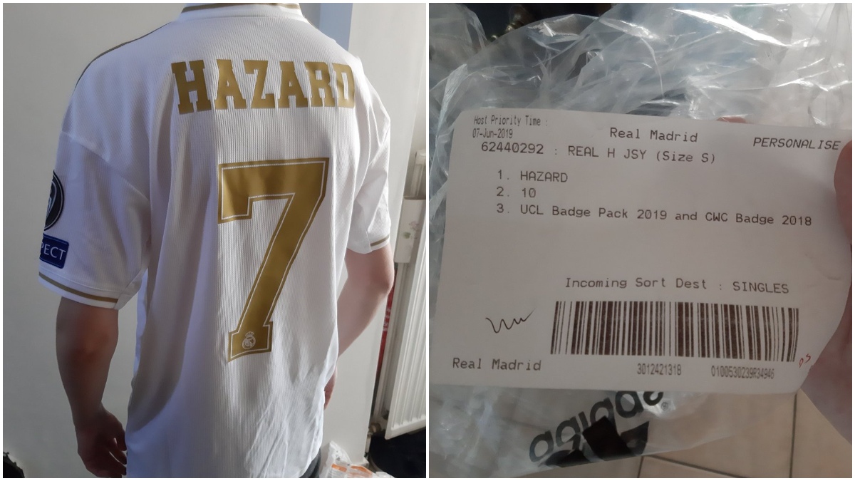Real Madrid: Un aficionado compra la camiseta de Hazard con el '10' y el se la envía con '7'