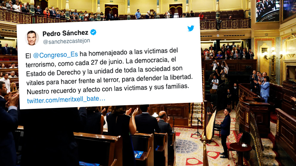 Tweet de Pedro Sánchez acordándose horas más tarde de las víctimas de ETA.