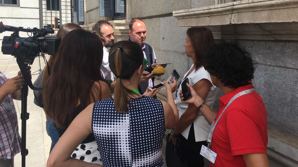 Ana Velasco, en declaraciones a la prensa en el exterior del Congreso.