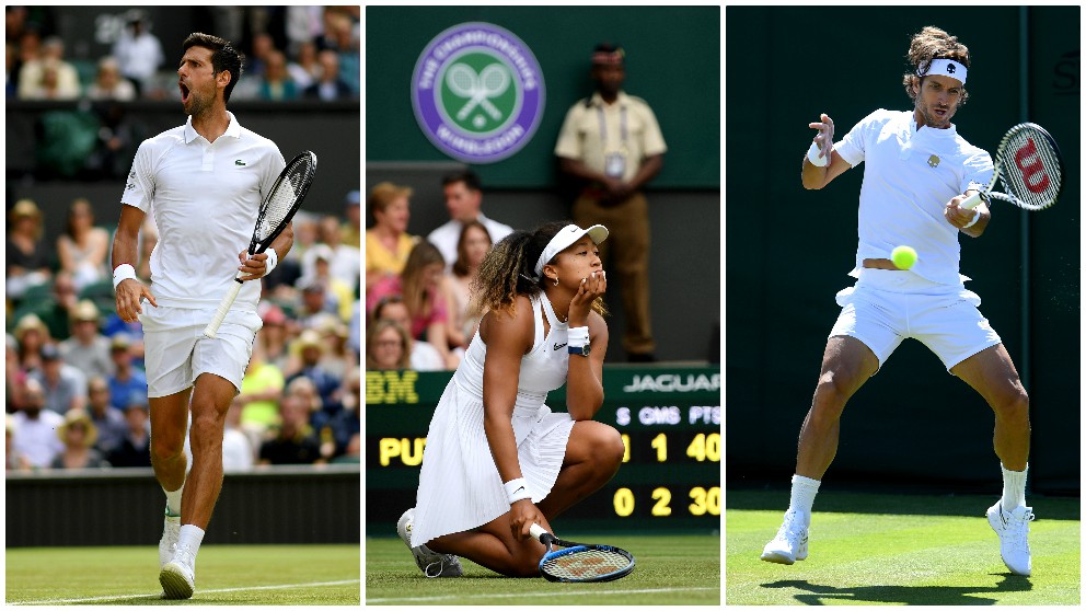 Djokovic, Osaka y Feliciano, protagonistas de la primera jornada de Wimbledon. (Getty)