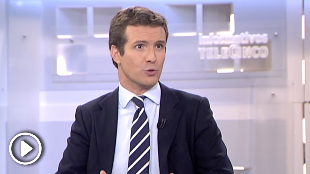 Pablo Casado durante la entrevista en Telecinco