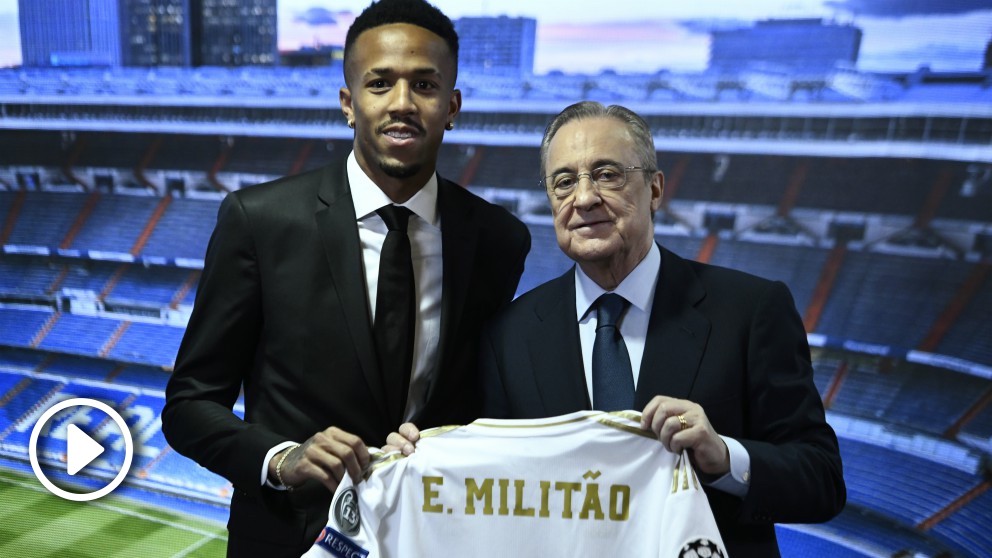 Militao, presentado como nuevo jugador del Madrid. (AFP)