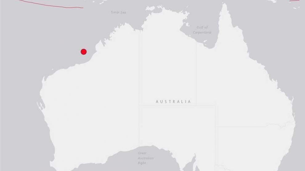 Epicentro del terremoto en Australia.