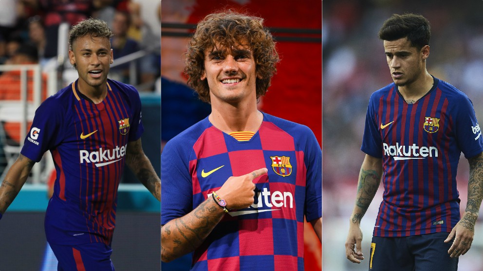 Neymar, Griezmann y Coutinho.