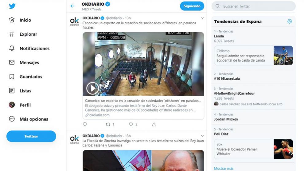 Así se ve en el escritorio la versión mobile de Twitter estrenada hace algunas fechas.