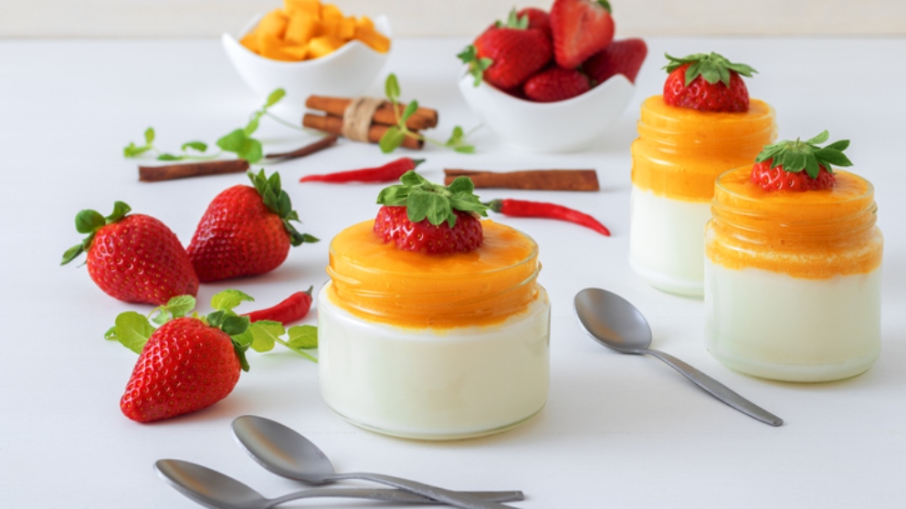 Receta de gelatina de yogur y mango