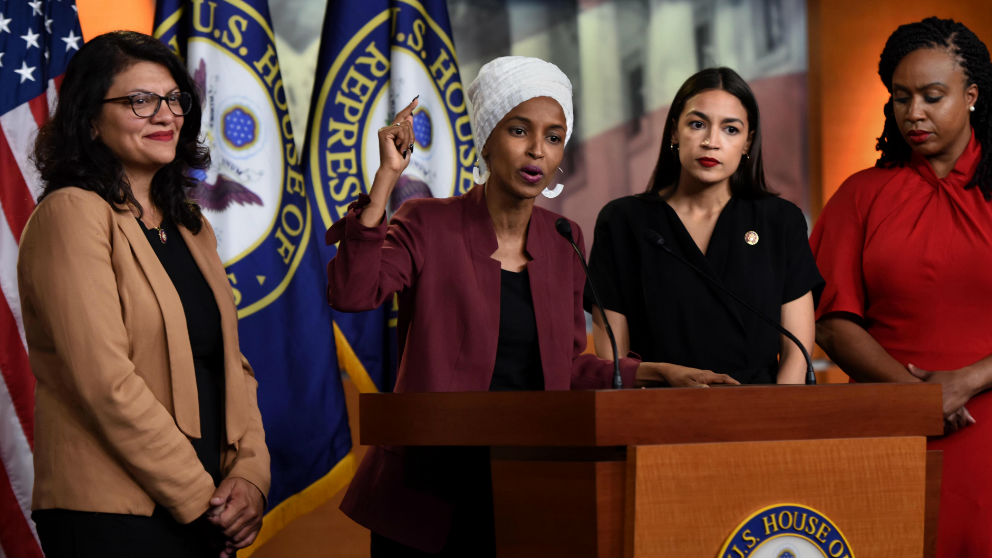 Las cuatro congresistas demócratas enfrentadas a Trump- Ayanna Pressley, Ilhan Omar, Alaxandria Ocasio-Cortez y Rashida Tlaib