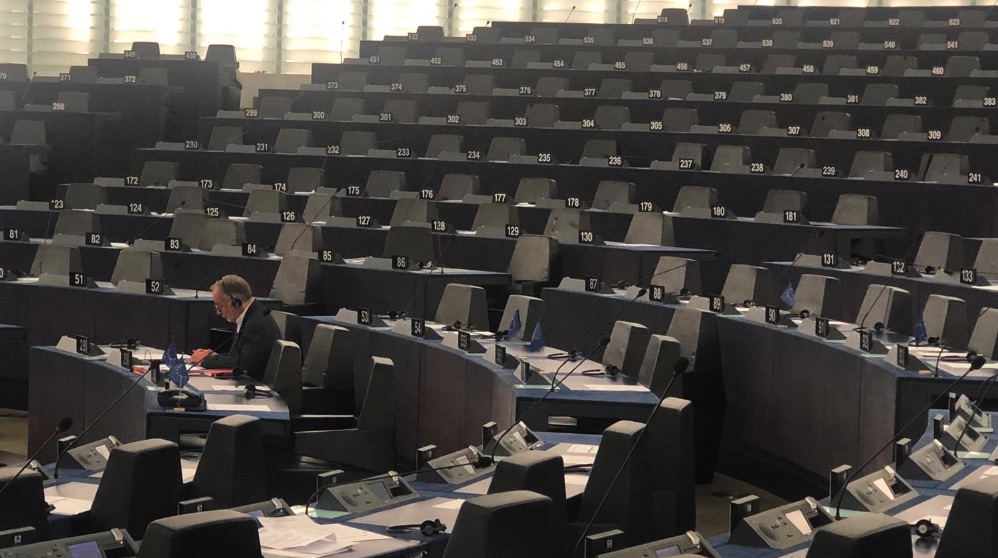 El Parlamento Europeo prácticamente vacío.