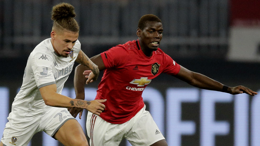 Paul Pogba durante el Manchester United – Leeds de pretemporada. (Getty)