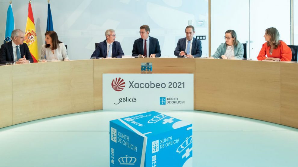 Alberto Núñez Feijóo en la reunión de su Gobierno celebrada hoy.