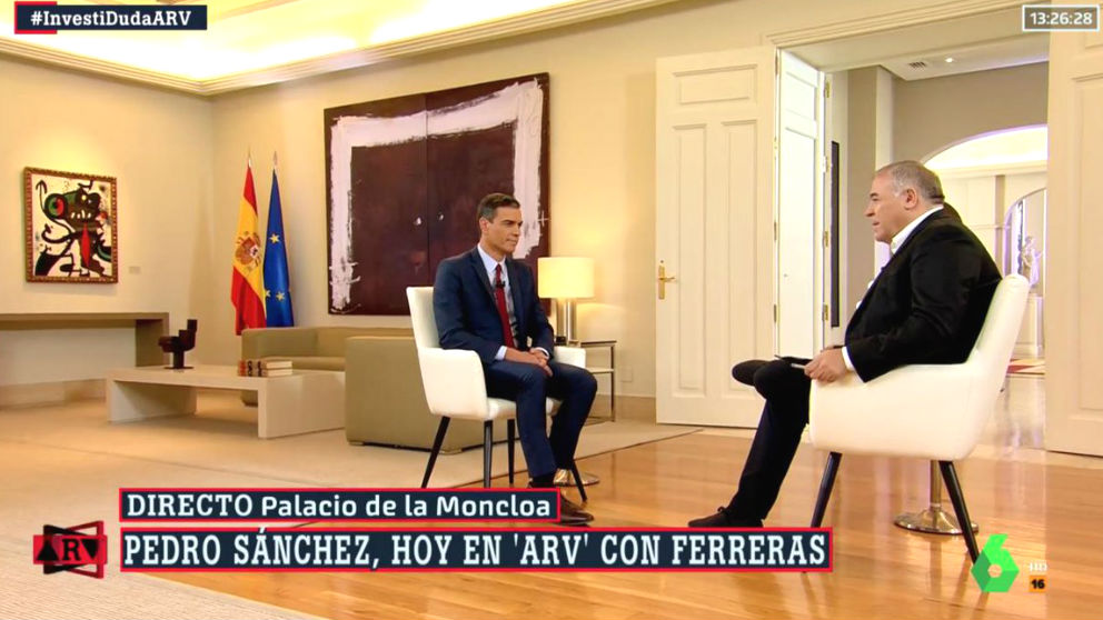 Pedro Sánchez durante su entrevista en ‘Al Rojo Vivo’ de La Sexta