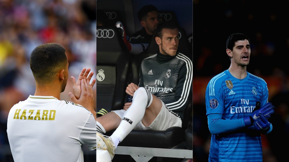 Eden Hazard, Gareth Bale y Thibaut Courtois.