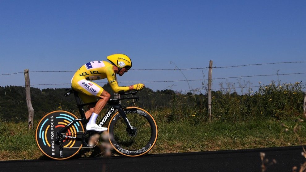 Julian Alaphilippe, en la contrarreloj del Tour. (afp)