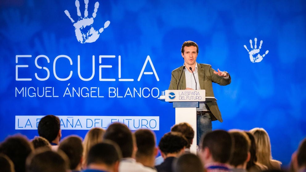 Pablo Casado en su intervención. Foto: Europa Press