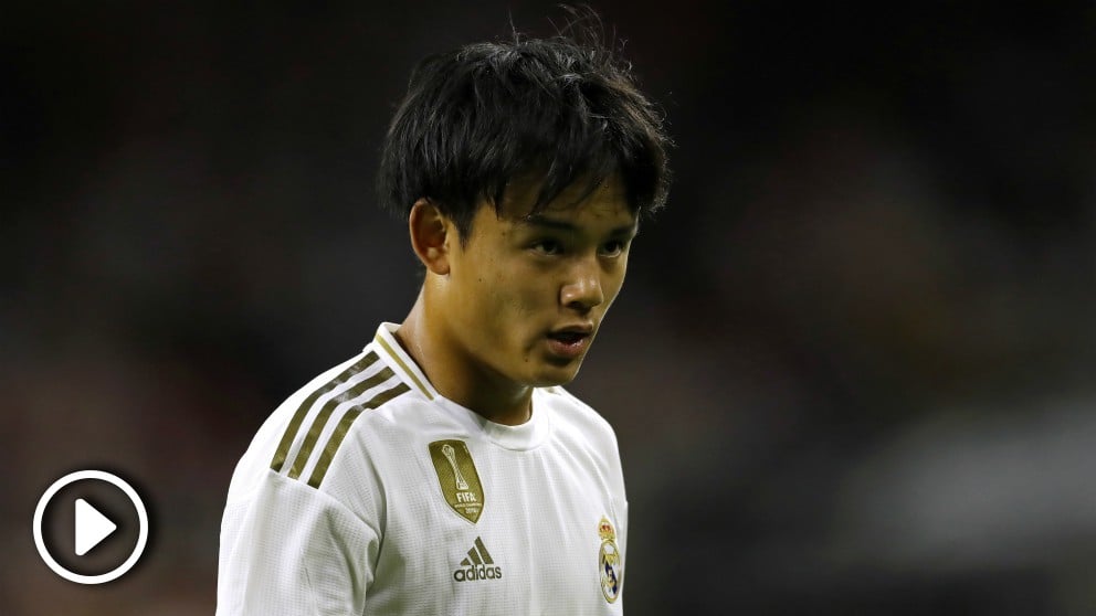 Kubo, durante el partido contra el Bayern. (AFP)