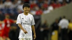 Takefusa Kubo, el día de su debut con el Real Madrid. (AFP)