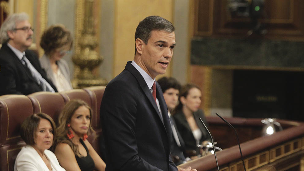 Pedro Sánchez en la sesión de investidura en el Congreso de los Diputados. (Foto: Francisco Toledo).
