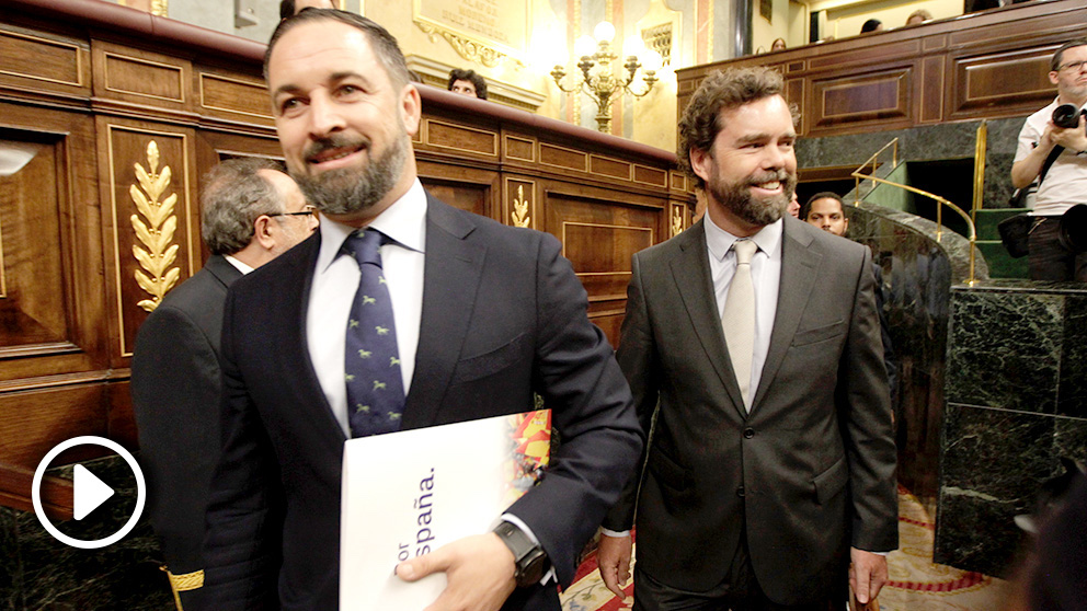 Santiago Abascal y Espinosa de los Monteros entrando en el hemiciclo. (Foto: Francisco Toledo / Okdiario)