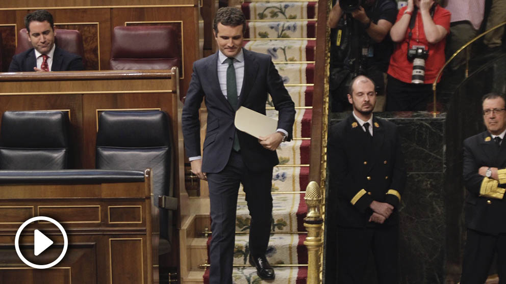 Pablo Casado este jueves en el Congreso de los Diputados. (Foto: Francisco Toledo).