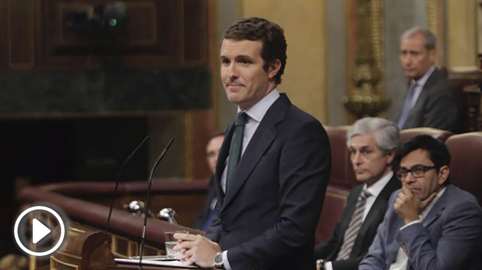 Pablo Casado este jueves en el Congreso de los Diputados. (Foto: Francisco Toledo).