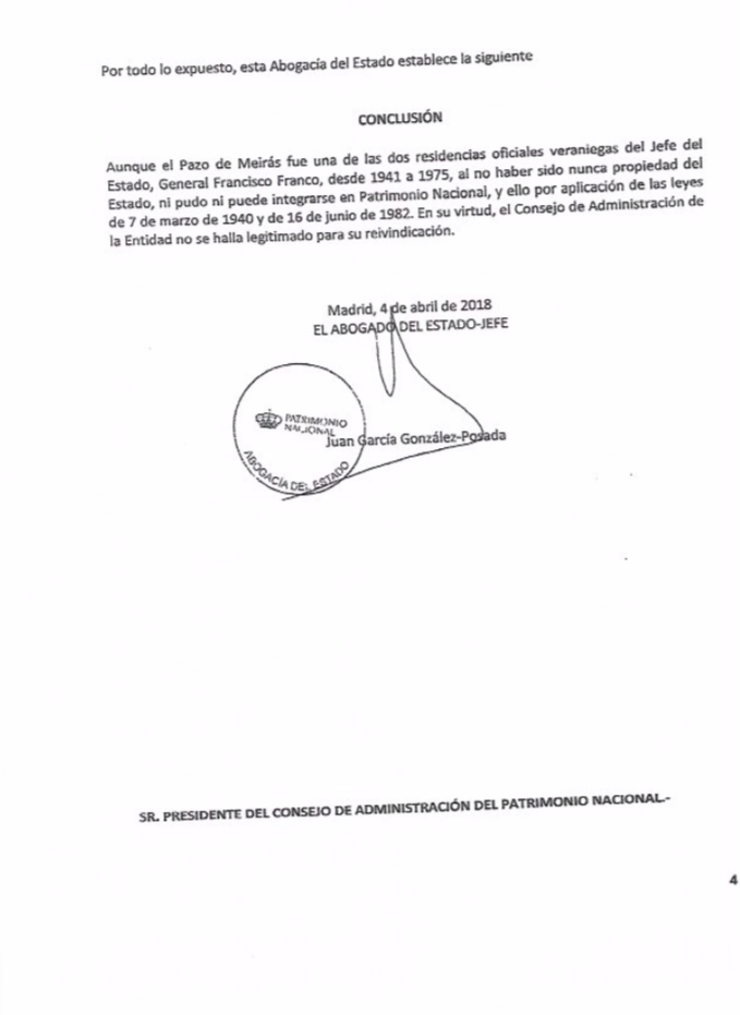 La Abogacía del Estado alertó a Sánchez: la doctrina del Palacio de Ayete también impide tocar el Pazo de Meirás