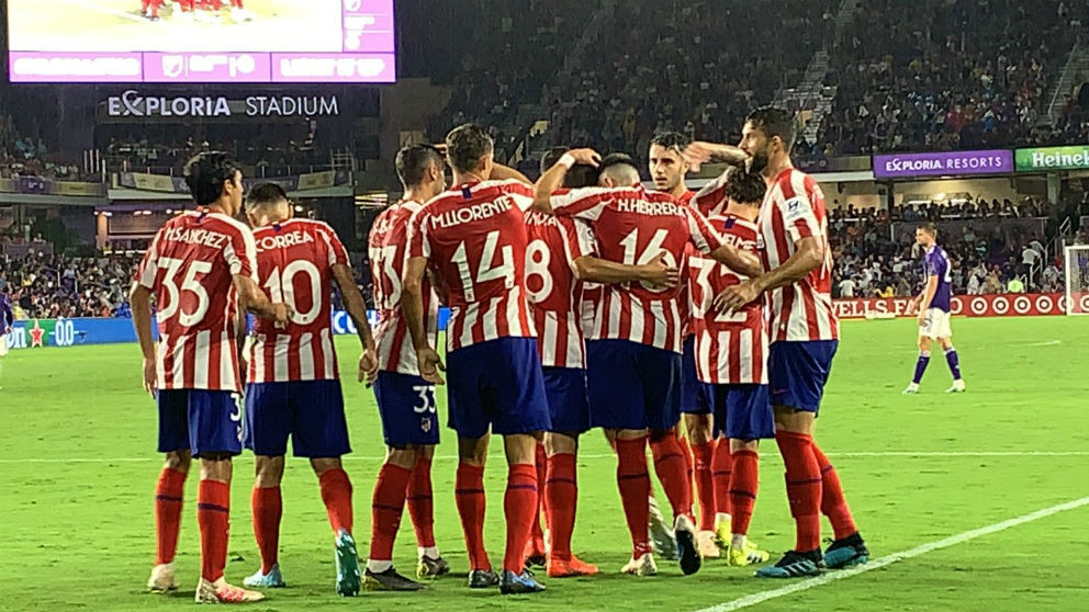 Los jugadores del Atlético de Madrid celebran un gol contra el MLS All Star. (@futbolMLS)