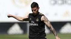 James Rodríguez, entrenando con el Real Madrid