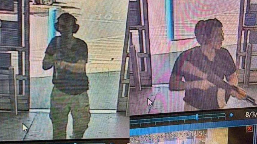 Imágenes del tirador de El Paso (Texas) tomadas de la cámara de seguridad del centro comercial Walmart donde se ha producido el ataque.