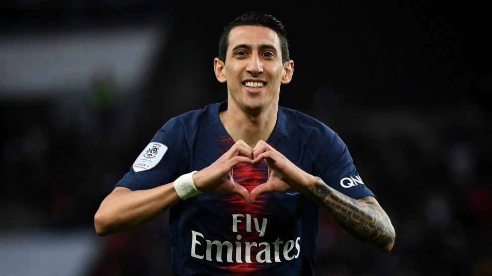 Ángel Di María celebra un gol con el PSG. (AFP)