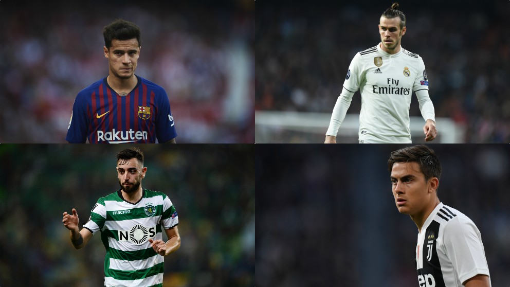 Philippe Coutinho, Gareth Bale, Bruno Fernandes y Paulo Dybala.