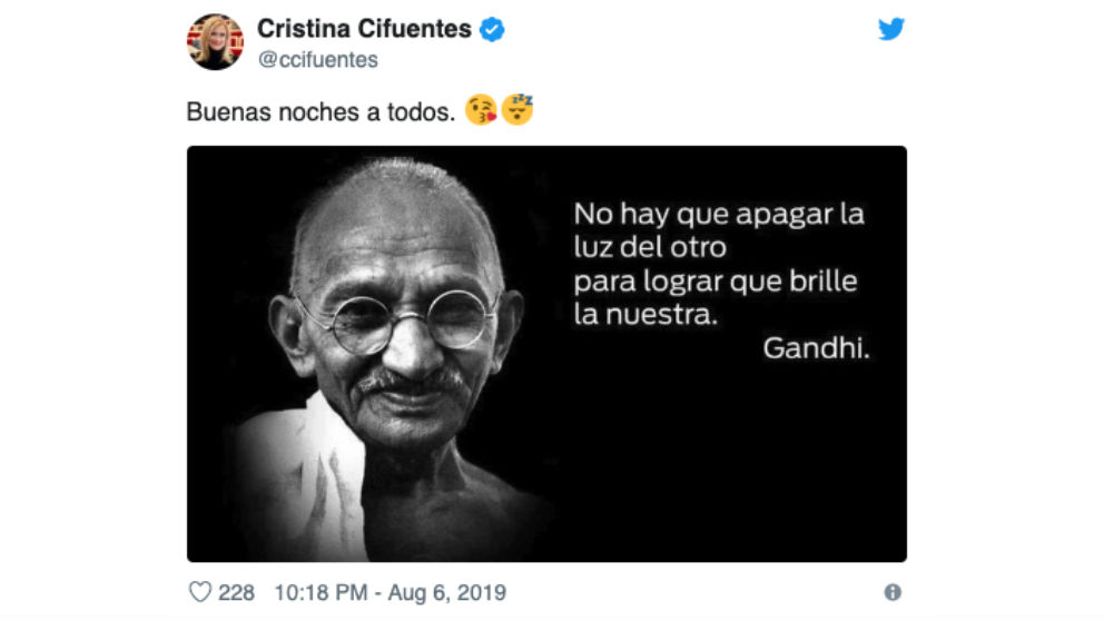 Tuit de Cristina Cifuentes