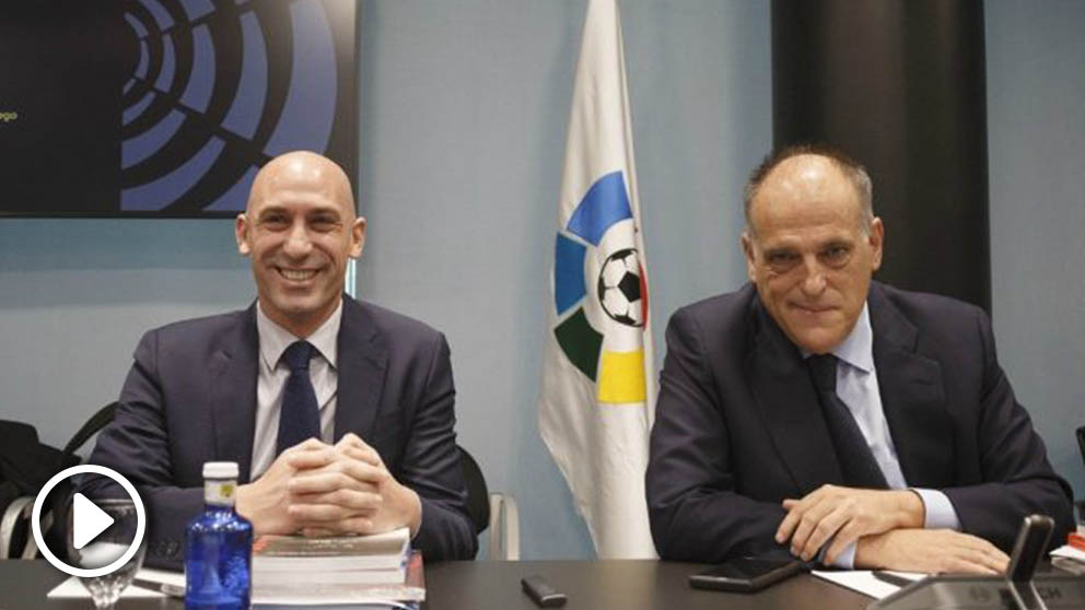 Luis Rubiales y Javier Tebas. (Europa Press)