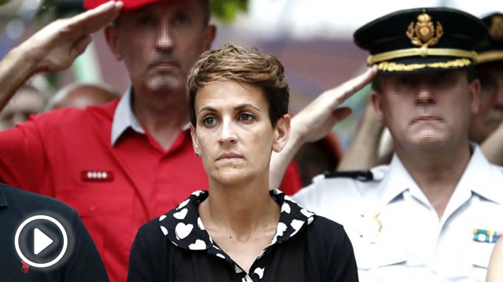 La presidenta del Gobierno de Navarra, María Chivite, este viernes durante le homenaje al subteniente Francisco Casanova (Foto: EFE).