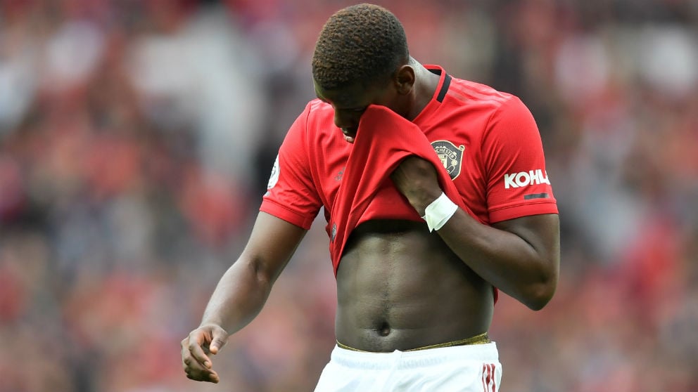 Pogba, durante un partido con el United. (Getty)