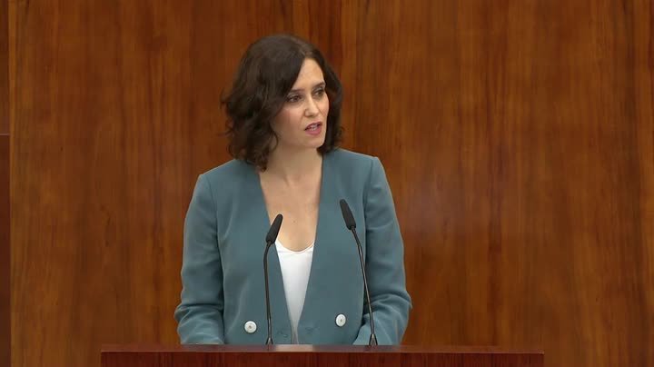 Isabel Díaz Ayuso en su discurso de investidura