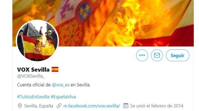 Cuenta de VOX Sevilla en Twitter @VOX